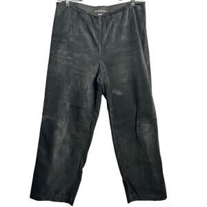 Equestrian Vintage Pig Suede Pull On Elastic Waist‎ Pants Sz L Black Made in USA
